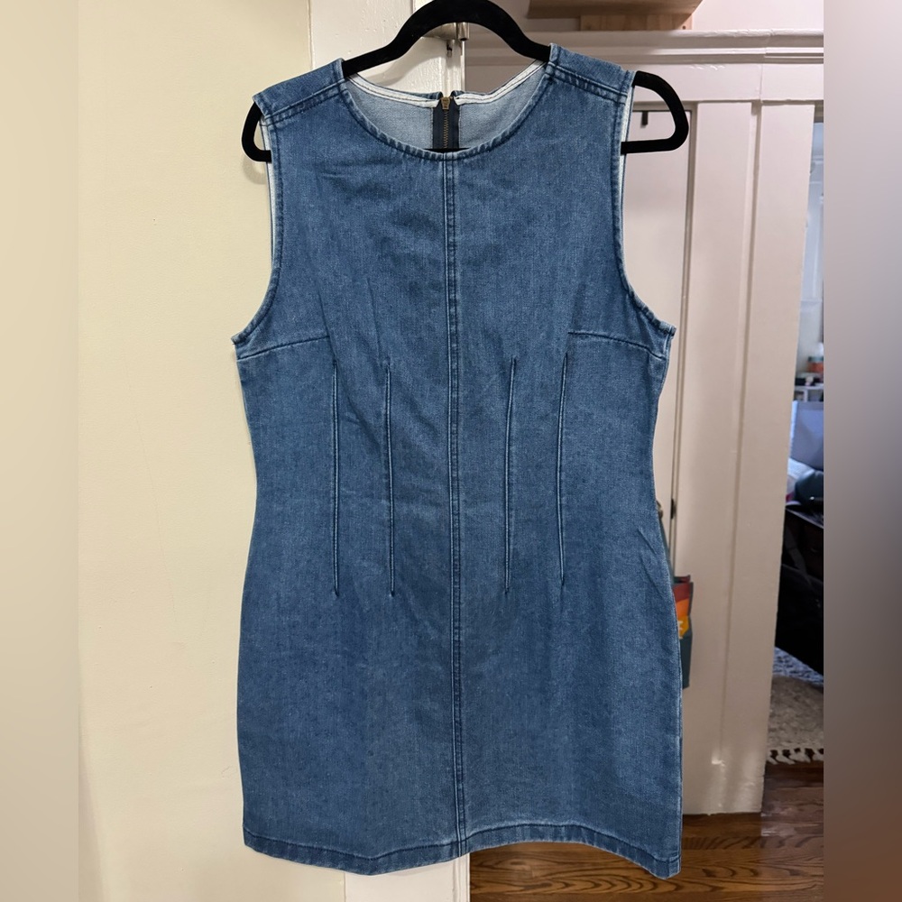 Denim Sleeveless Mini Dress - L